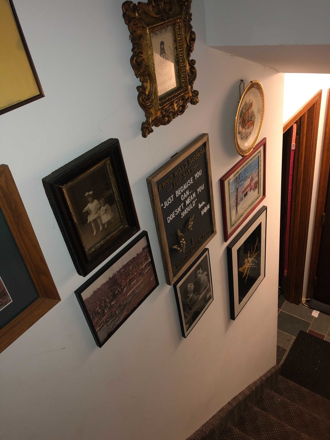 I'm not checking to see if these things spark joy, but I am looking at framed work and assessing its value to me. Now my stairwell is loaded with framed odds-and-ends, but they all have meaning for me.